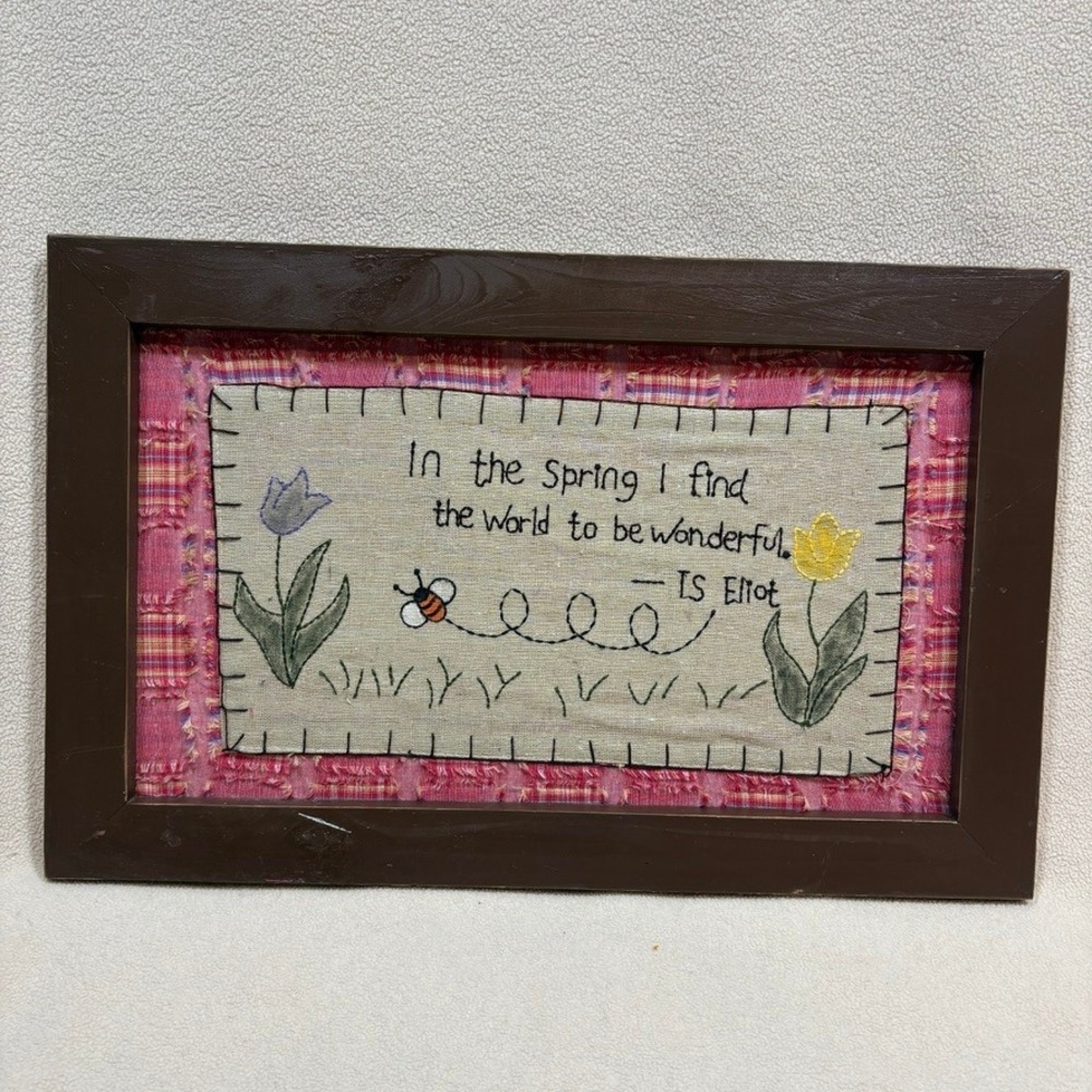 Dennis East International TS Eliot Spring Framed Fabric Art Primitive Country